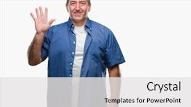  Presentation with number - Slide deck featuring up with fingers number five background and a  colored foreground