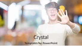  Presentation with glasses - PPT theme consisting of up with fingers number five background and a  colored foreground