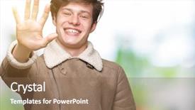  Presentation with alien in winter - Amazing PPT layouts having up with fingers number five backdrop and a  colored foreground