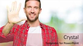  Presentation with number - Beautiful slide deck featuring up with fingers number five backdrop and a  colored foreground