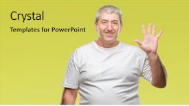  Presentation with number - Audience pleasing theme consisting of up with fingers number five backdrop and a  colored foreground