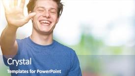  Presentation with five sided blue to white - Presentation theme having up with fingers number five background and a  colored foreground