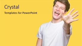  Presentation with number - Audience pleasing theme consisting of up with fingers number five backdrop and a yellow colored foreground