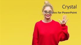  Presentation with number - Cool new PPT theme with up with fingers number five backdrop and a  colored foreground