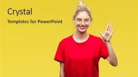  Presentation with number - PPT theme enhanced with up with fingers number five background and a  colored foreground