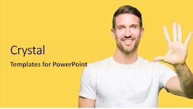  Presentation with number - PPT theme enhanced with up with fingers number five background and a yellow colored foreground