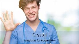  Presentation with eye medical - PPT theme having up with fingers number five background and a  colored foreground