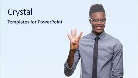  Presentation with african american business - Audience pleasing slides consisting of up with fingers number four backdrop and a  colored foreground