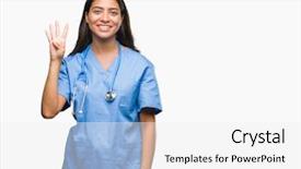  Presentation with doctor helps to get out of bed an elderly woman - Beautiful theme featuring up with fingers number four backdrop and a white colored foreground