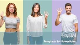  Presentation with chinese american - Cool new slide deck with up with fingers number four backdrop and a seafoam green colored foreground