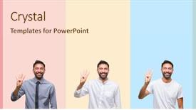  Presentation with collage - Audience pleasing slide set consisting of up with fingers number four backdrop and a cream colored foreground