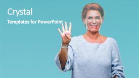  Presentation with number - PPT theme featuring up with fingers number four background and a light blue colored foreground