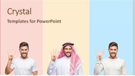  Presentation with four seasons in collage - Audience pleasing PPT theme consisting of up with fingers number four backdrop and a  colored foreground