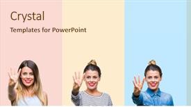  Presentation with collage - Colorful slides enhanced with up with fingers number four backdrop and a cream colored foreground