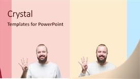  Presentation with collage - Theme featuring up with fingers number four background and a  colored foreground