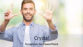  Presentation with number - Audience pleasing PPT theme consisting of up with fingers number seven backdrop and a  colored foreground