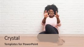  Presentation with african american couples - PPT theme enhanced with up with fingers number seven background and a soft green colored foreground