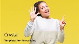  Presentation with african american - Amazing PPT theme having up with fingers number seven backdrop and a yellow colored foreground