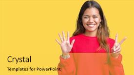  Presentation with number - Amazing theme having up with fingers number seven backdrop and a yellow colored foreground