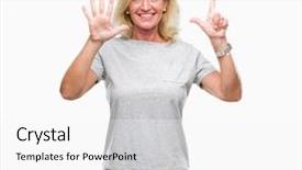  Presentation with woman praying over bible - Slides consisting of up with fingers number seven background and a  colored foreground