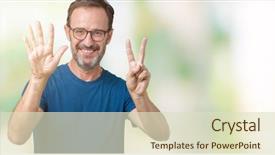  Presentation with neolithic age old - Audience pleasing presentation theme consisting of up with fingers number seven backdrop and a  colored foreground