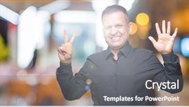  Presentation with arab - Colorful PPT layouts enhanced with up with fingers number seven backdrop and a  colored foreground