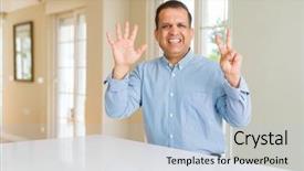  Presentation with free aging at home - Amazing PPT layouts having up with fingers number seven backdrop and a  colored foreground
