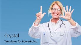  Presentation with doctor - Amazing presentation theme having up with fingers number seven backdrop and a  colored foreground