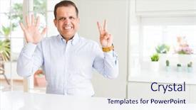  Presentation with home - Presentation design consisting of up with fingers number seven background and a  colored foreground