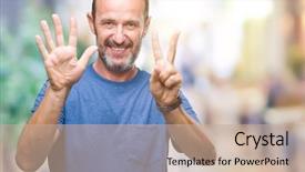  Presentation with information age - Presentation theme with up with fingers number seven background and a  colored foreground