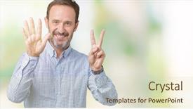  Presentation with simple and elegant - Colorful presentation design enhanced with up with fingers number seven backdrop and a  colored foreground