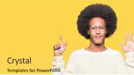  Presentation with afro - Colorful slide set enhanced with up with fingers number seven backdrop and a  colored foreground