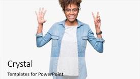  Presentation with ophthalmology african american models - PPT layouts enhanced with up with fingers number seven background and a  colored foreground