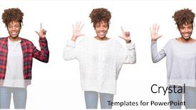  Presentation with african american girl power business - Presentation theme with up with fingers number seven background and a  colored foreground