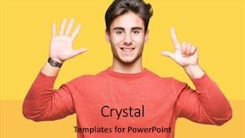  Presentation with isolated paw prints over white - Slide set with up with fingers number seven background and a  colored foreground