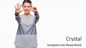  Presentation with number - PPT theme enhanced with up with fingers number seven background and a  colored foreground