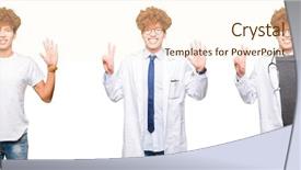  Presentation with medical smiling doctor - Beautiful slides featuring up with fingers number seven backdrop and a cream colored foreground