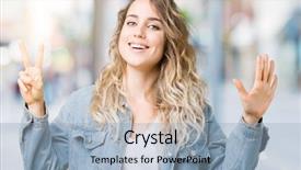  Presentation with arabian woman wearing hijab muslim - Beautiful PPT layouts featuring up with fingers number seven backdrop and a  colored foreground