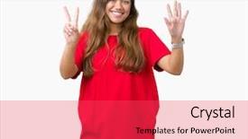  Presentation with arabian woman wearing hijab muslim - Amazing slide deck having up with fingers number seven backdrop and a  colored foreground