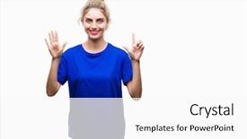  Presentation with blue eyes - PPT layouts having up with fingers number seven background and a white colored foreground