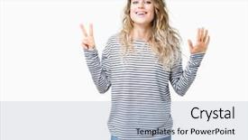  Presentation with woman in maze - Cool new slide set with up with fingers number seven backdrop and a  colored foreground