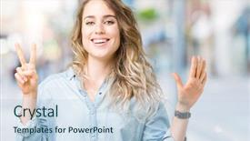  Presentation with number - Cool new PPT theme with up with fingers number seven backdrop and a  colored foreground