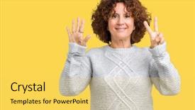  Presentation with middle ages portrait - Colorful PPT theme enhanced with up with fingers number seven backdrop and a  colored foreground