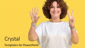  Presentation with number - Colorful presentation theme enhanced with up with fingers number seven backdrop and a  colored foreground