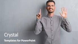  Presentation with number - PPT theme featuring up with fingers number six background and a gray colored foreground