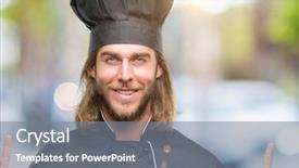  Presentation with long hair man - Presentation theme with up with fingers number six background and a  colored foreground