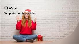  Presentation with vintage interior brick wall - Colorful slide set enhanced with up with fingers number six backdrop and a white colored foreground