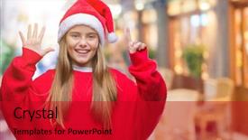  Presentation with christmas girl - Audience pleasing PPT layouts consisting of up with fingers number six backdrop and a crimson colored foreground