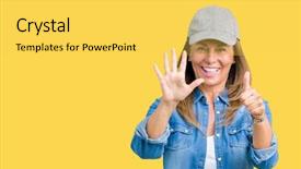  Presentation with arabian woman wearing hijab muslim - Cool new presentation with up with fingers number six backdrop and a  colored foreground