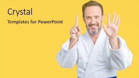  Presentation with age discrimination - Cool new slide set with up with fingers number six backdrop and a yellow colored foreground